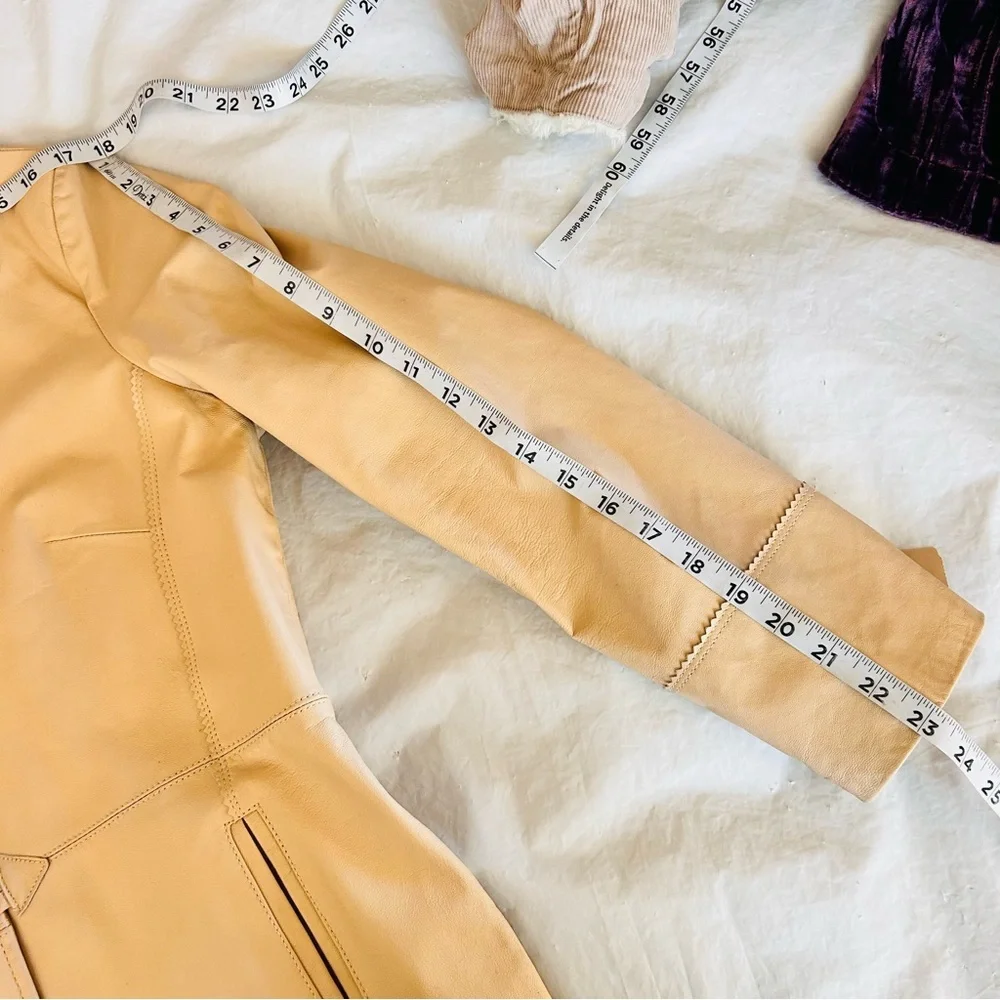 Vintage Y2K Terry Lewis Leather Trench Coat Cream Toggle Buttons Women's S